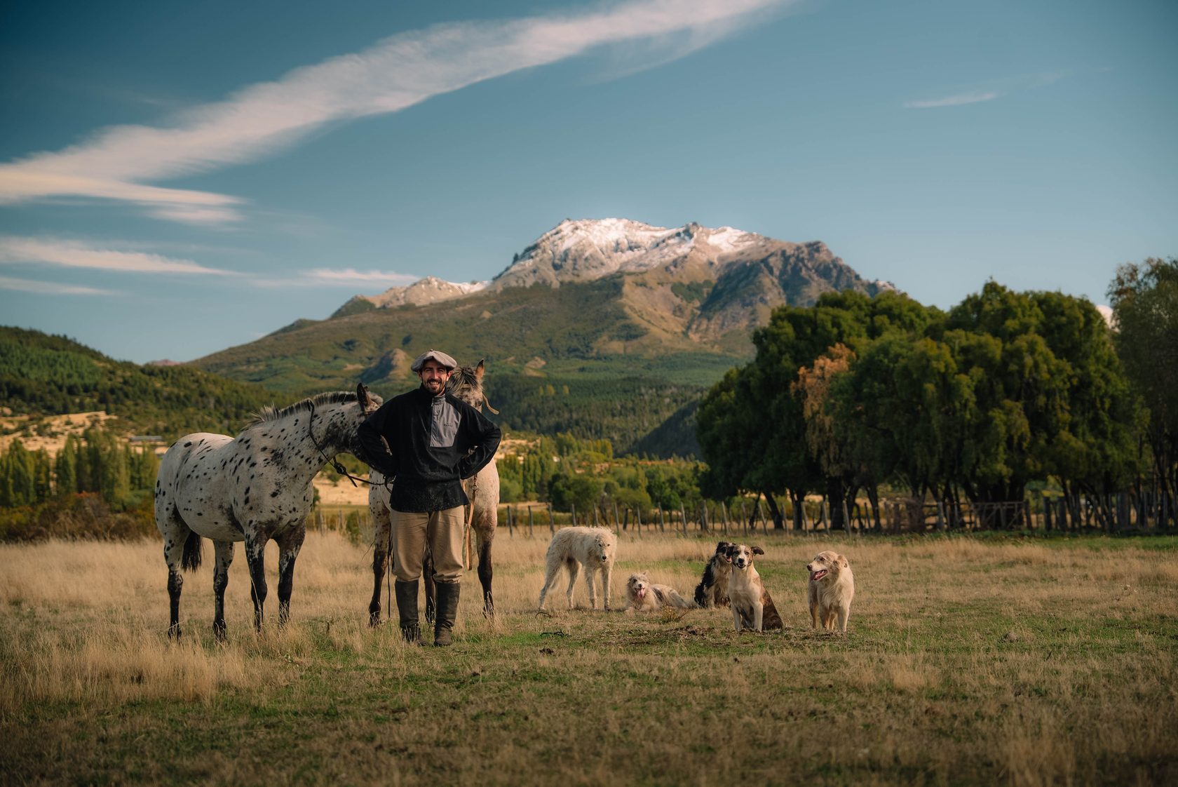 Riders on the trail below the Andes, Patagonia