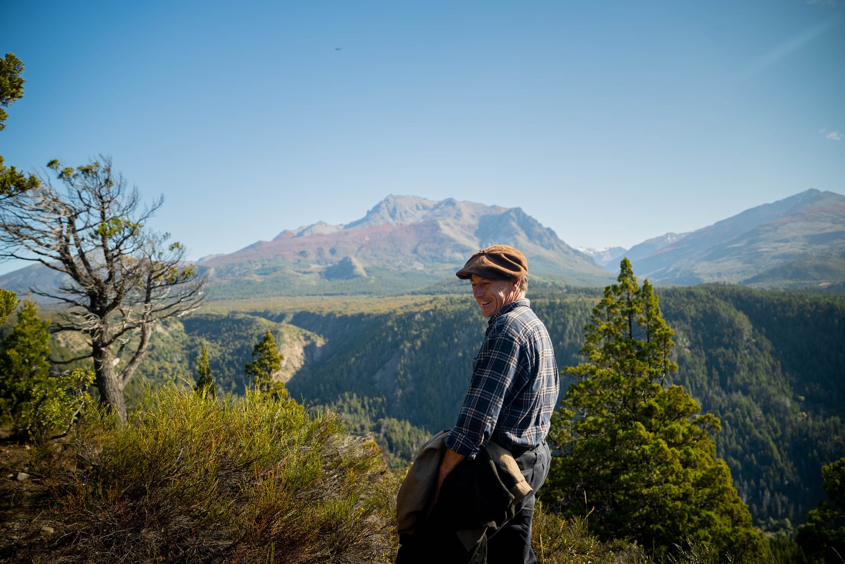 Rider in a golden field, Patagonia