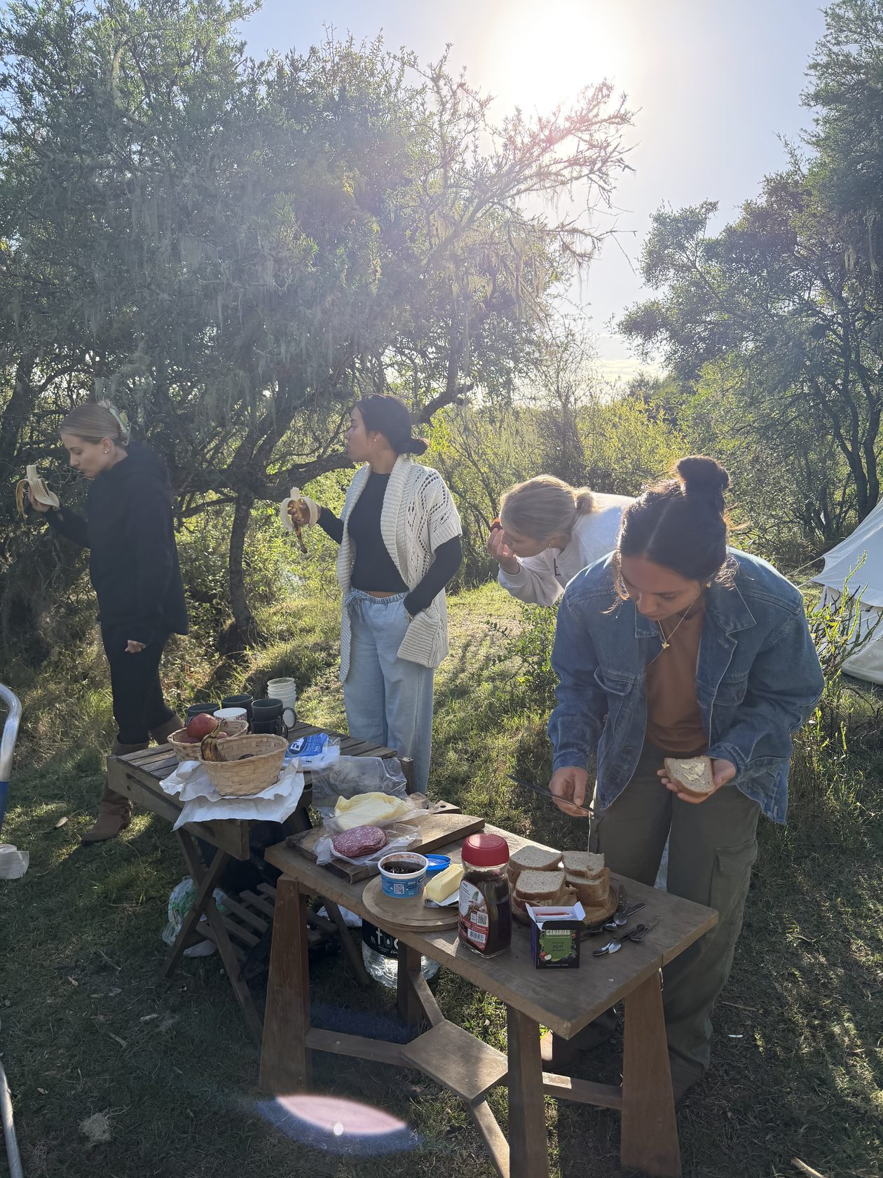 The group gathered at camp, Uruguay