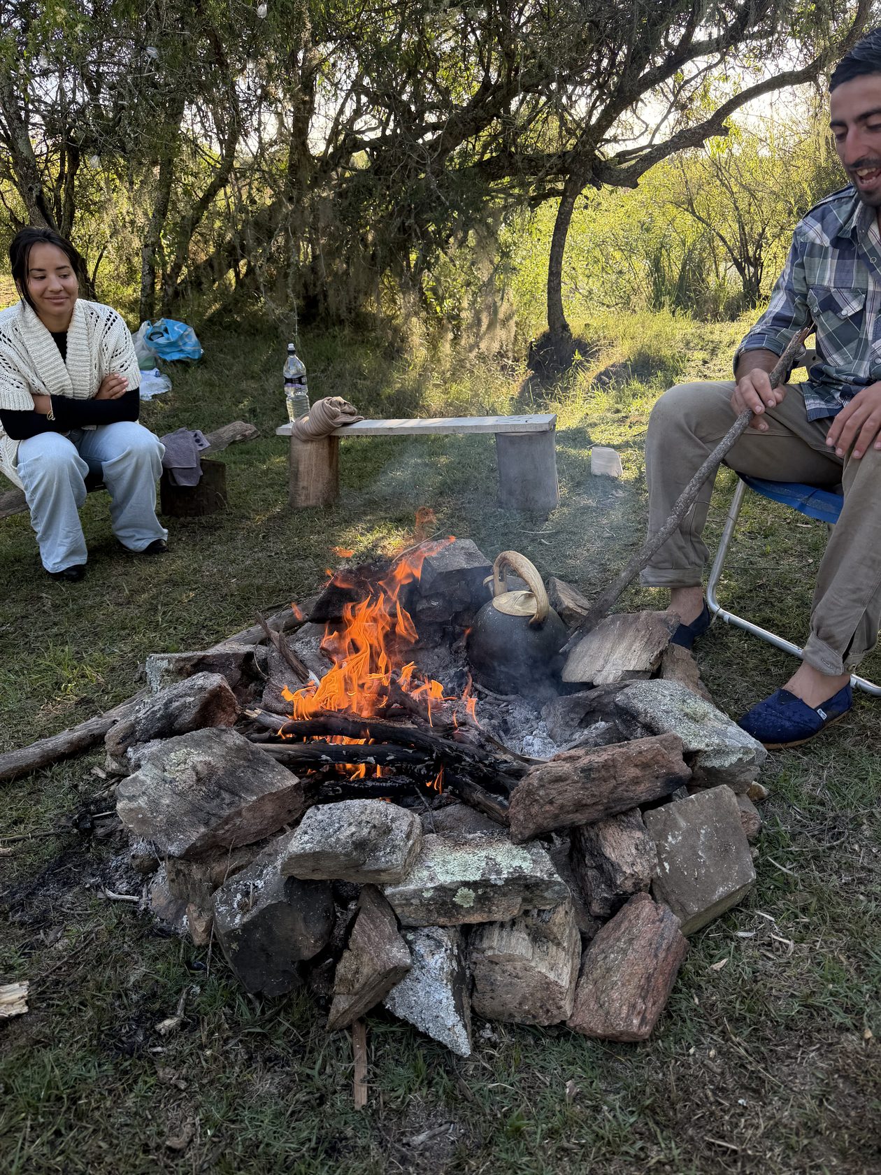 Evening around the campfire, Uruguay